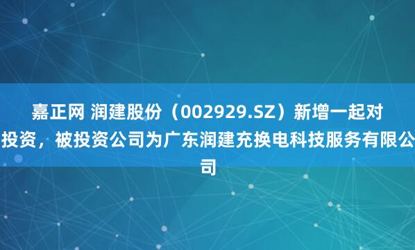 嘉正网 润建股份（002929.SZ）新增一起对外投资，被投资公司为广东润建充换电科技服务有限公司